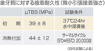 象牙質に対する接着耐久性（微小引張接着強さ）